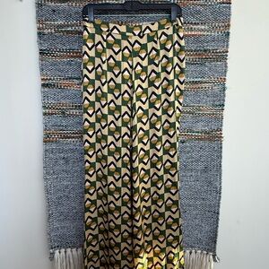 Zara Trousers with Green and Yellow Geometric Design